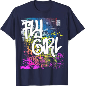 Fly Girl 80s 90s Rap B-Girl Old School Hip Hop Graffiti T-Shirt - T-Shirt | Navy