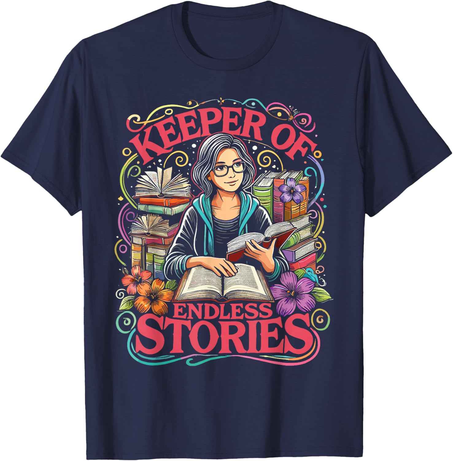 Librarian Keeper Of Endless Stories Library Women T-Shirt - T-Shirt | Navy