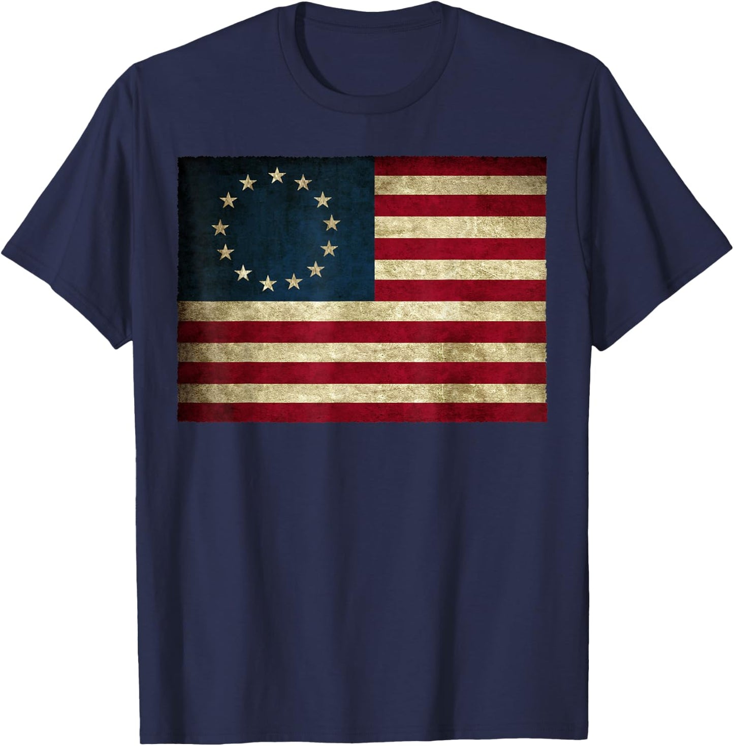 Betsy Ross flag Shirt 4th of July American Flag 1776 Vintage Women Kids Men T-Shirt - T-Shirt | Navy