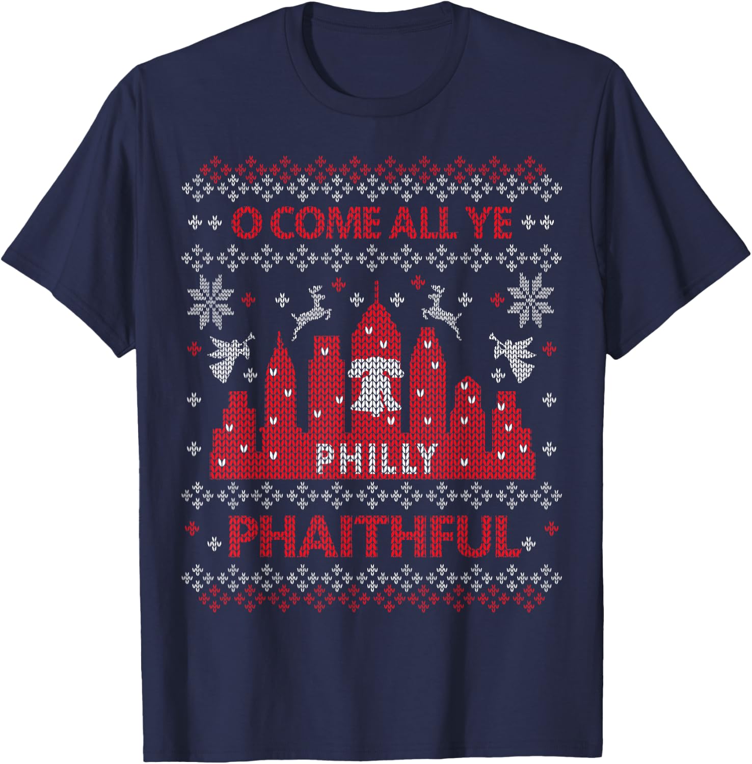 Philly Faithful Funny Philadelphia Philly Fan Ugly Christmas T-Shirt - T-Shirt | Navy