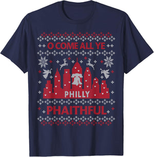 Philly Faithful Funny Philadelphia Philly Fan Ugly Christmas T-Shirt - T-Shirt | Navy