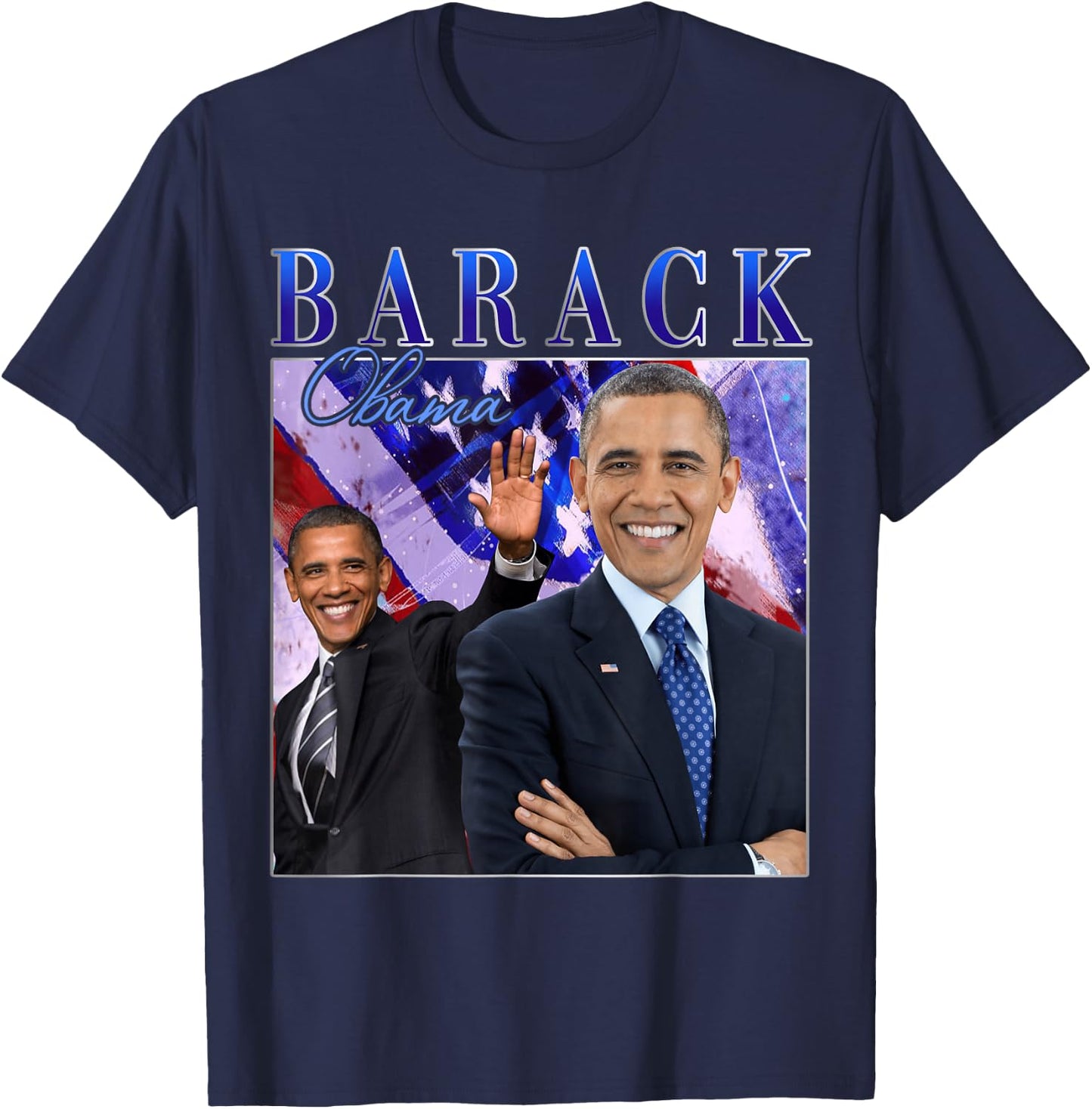 Barack Obama Retro Vintage Style T-Shirt - T-Shirt | Navy