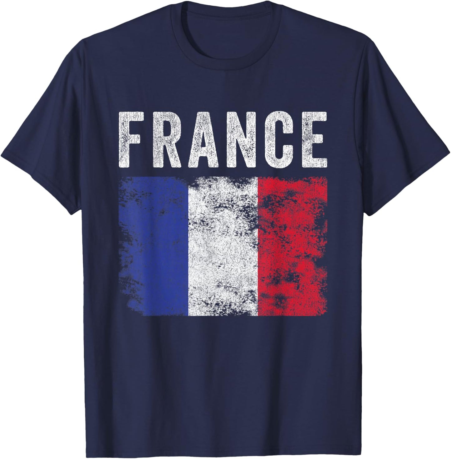France Flag Distressed - Men Women Kids - French Flag T-Shirt - T-Shirt | Navy