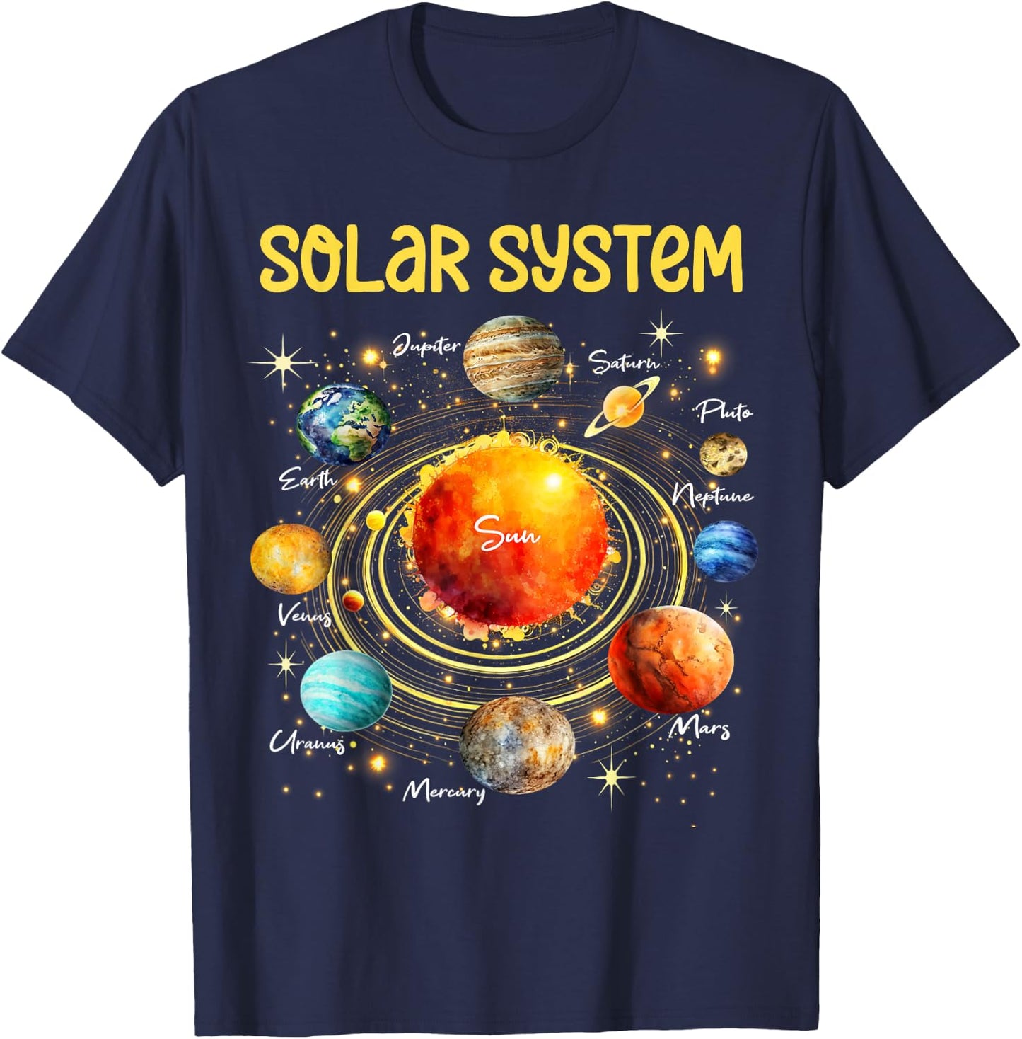 Solar System Planets Science Space Boys Girls STEM Kids T-Shirt - T-Shirt | Navy