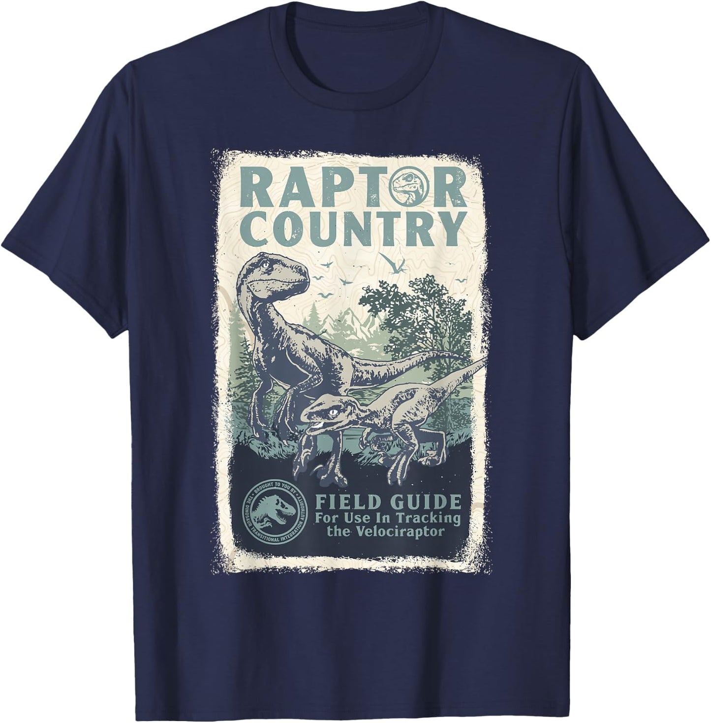 Jurassic World Dominion Velociraptor Raptor Country Poster T-Shirt - T-Shirt | Navy