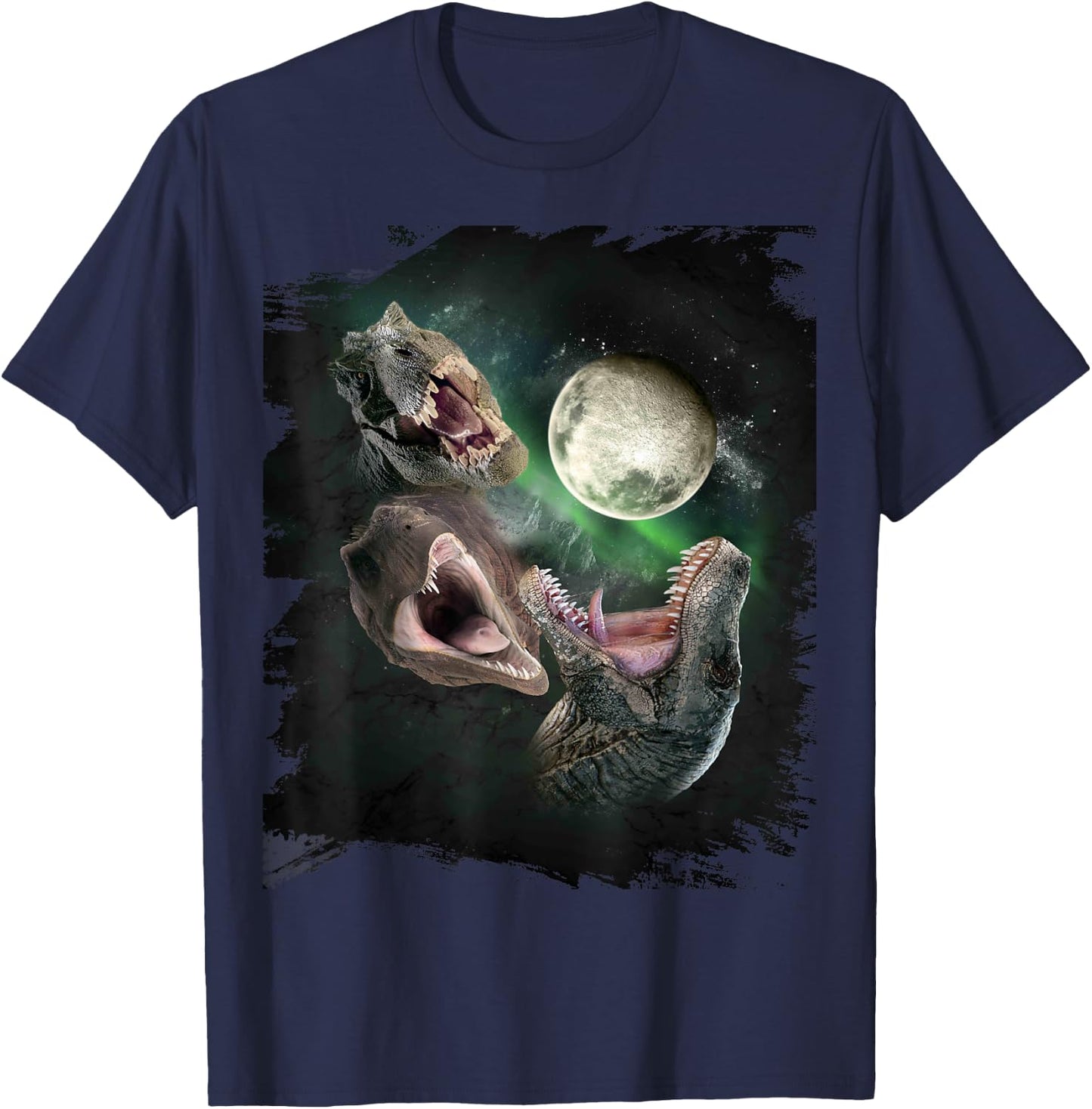 3 Dinosaurs Moon, Wolf Dinosaur, Wolves Howl T-Shirt - T-Shirt | Navy