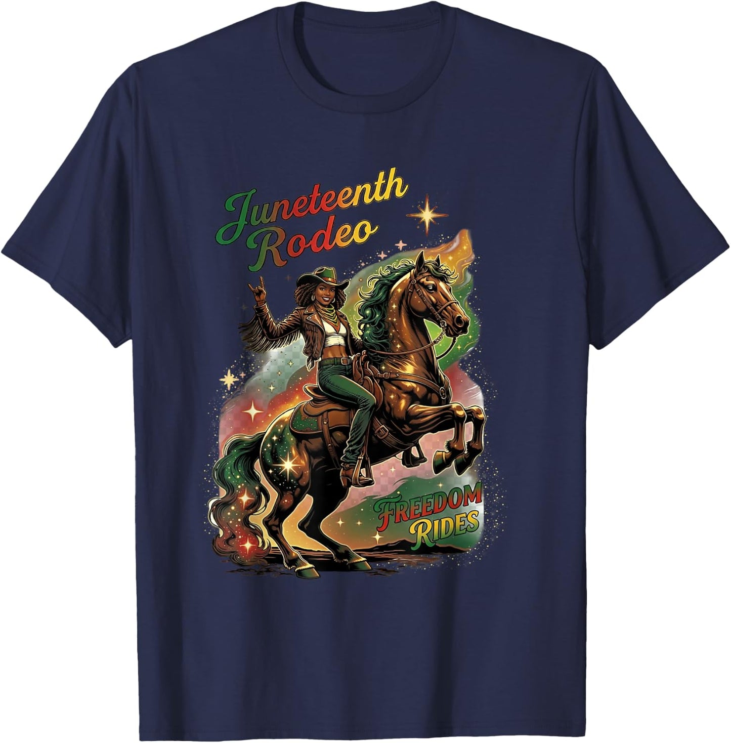 Black Cowgirl Western Rodeo Juneteenth Black History Texas T-Shirt - T-Shirt | Navy