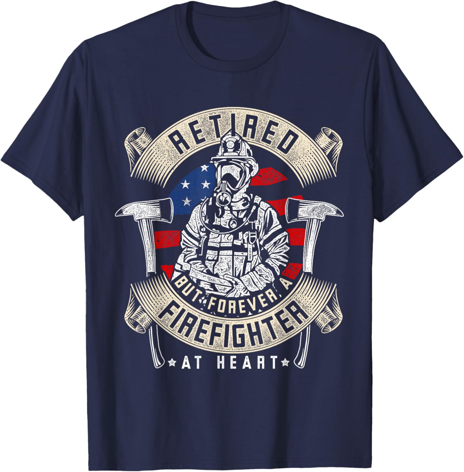 Retired Firefighter 911 Rescue Retirement Gift Firefighter T-Shirt - T-Shirt | Navy