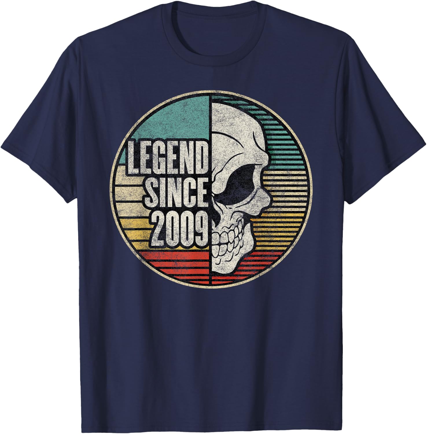 Legend Since 2009 Birthday Vintage Skull T-Shirt - T-Shirt | Navy