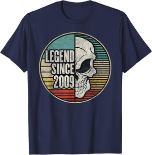 Legend Since 2009 Birthday Vintage Skull T-Shirt - T-Shirt | Navy