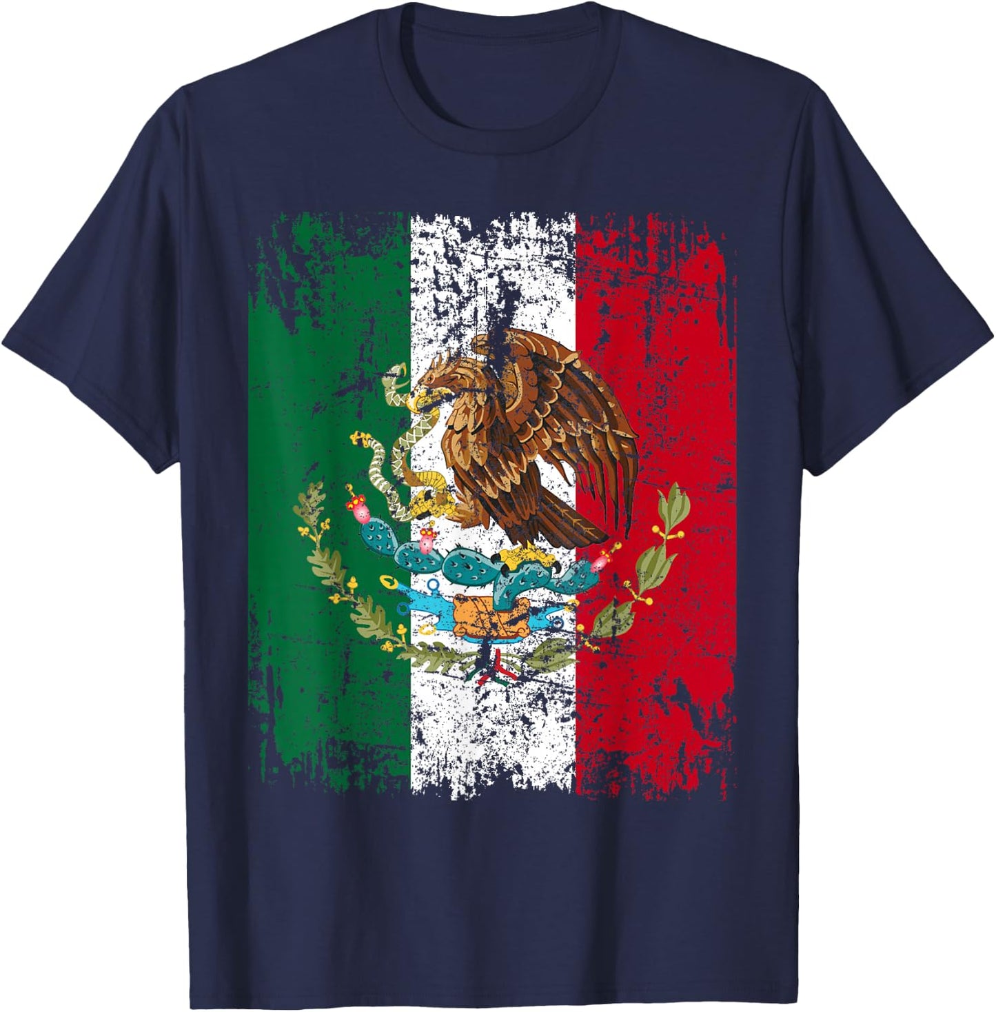 Mexico Flag Vintage | Men Women Kids | Mexico Small T-Shirt - T-Shirt | Navy