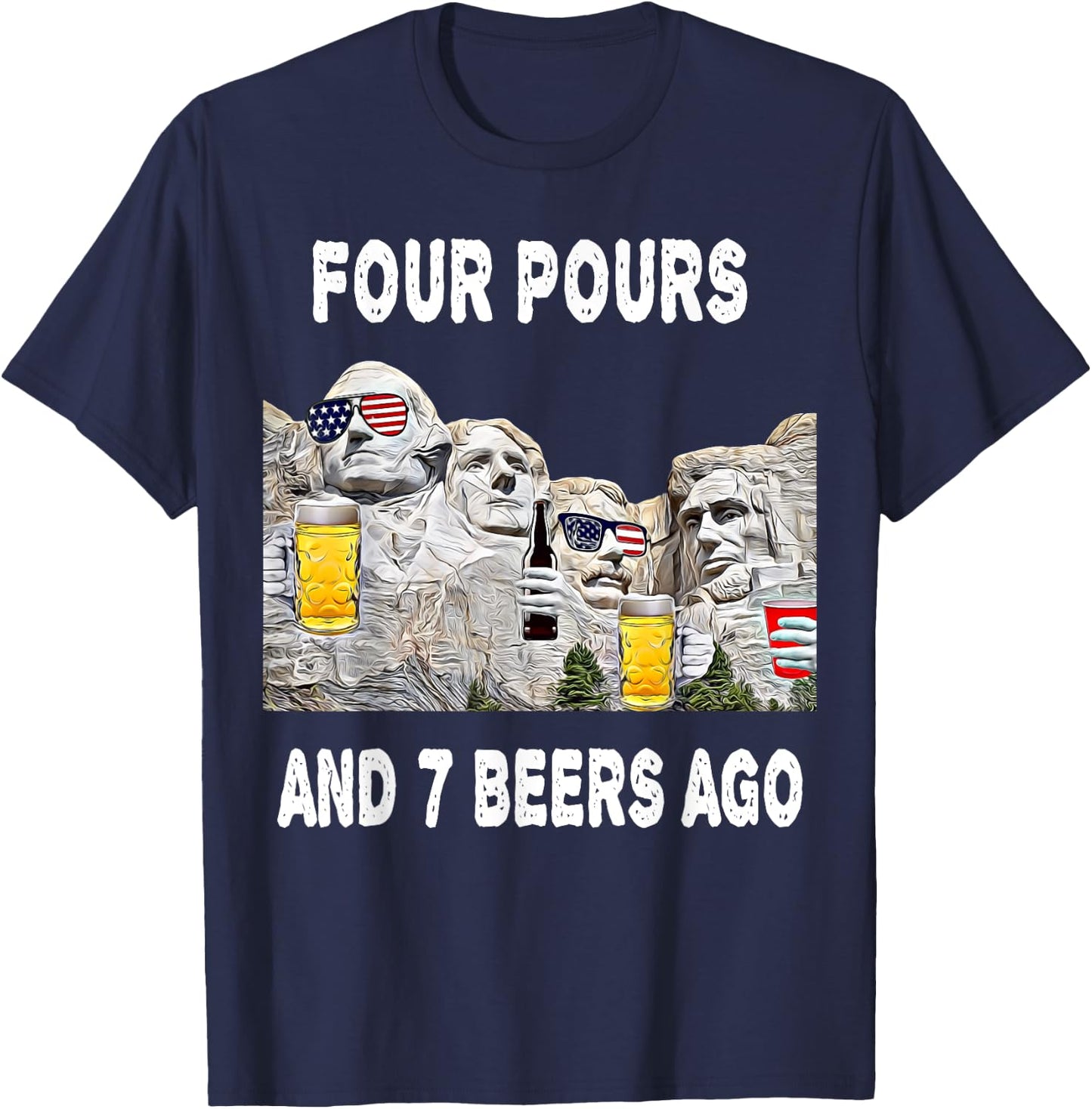 Abraham Drinkin Mount Rushmore Funny 4th of July USA Women Men T-Shirt - T-Shirt | Navy