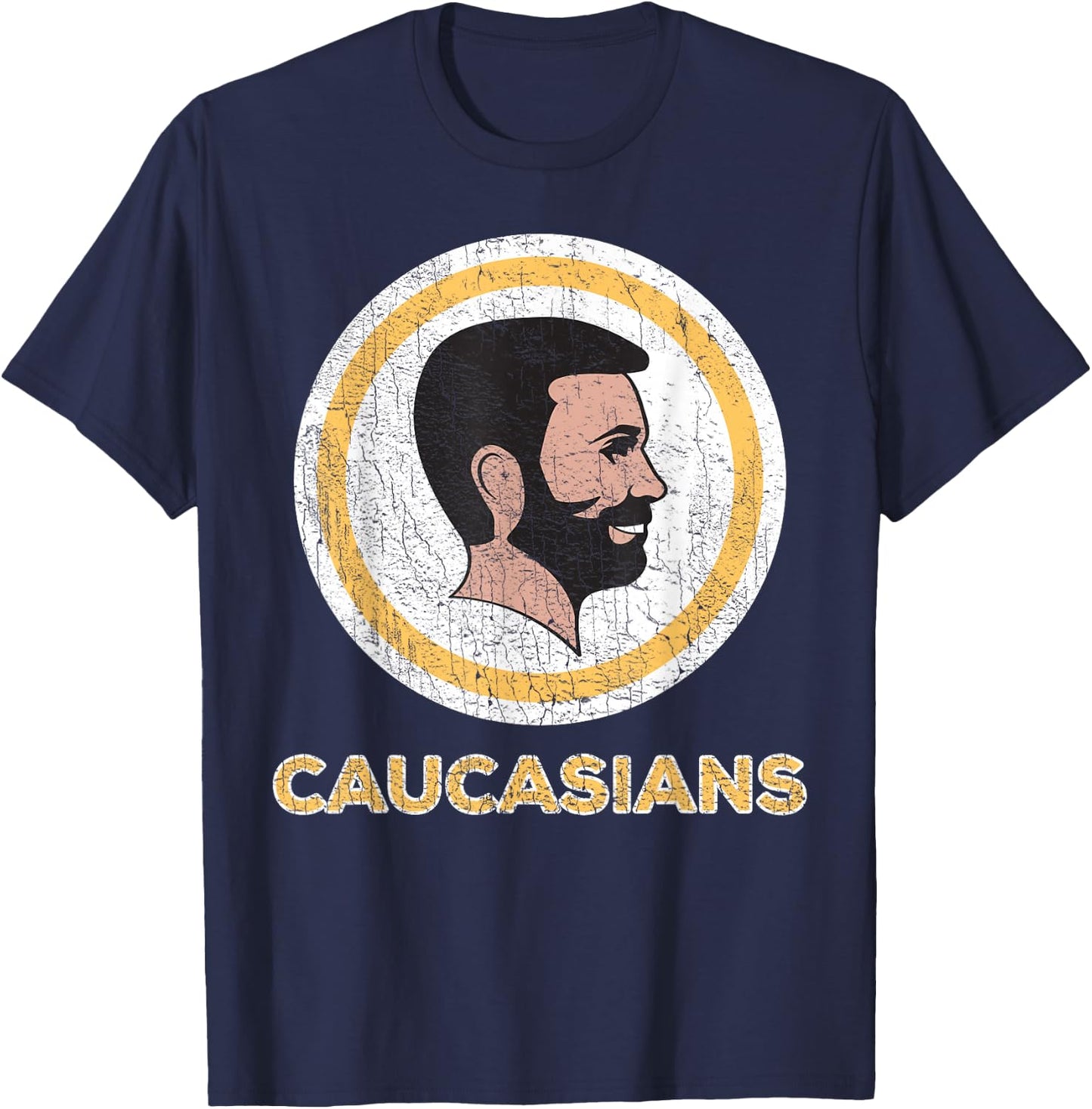 Caucasian Caucasians Pride Vintage Funny Shirt T-Shirt - T-Shirt | Navy
