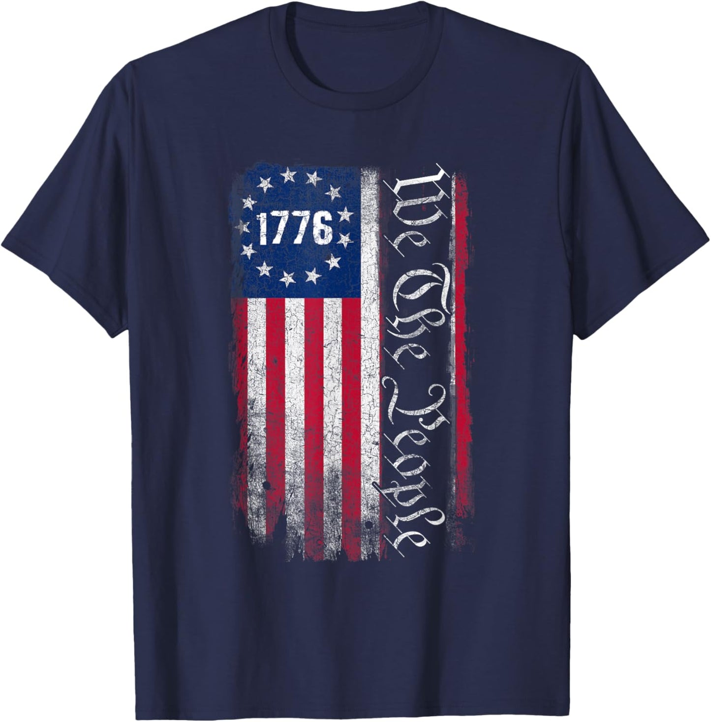 1776 We The People Betsy Ross 4th of July American Flag Men T-Shirt - T-Shirt | Navy