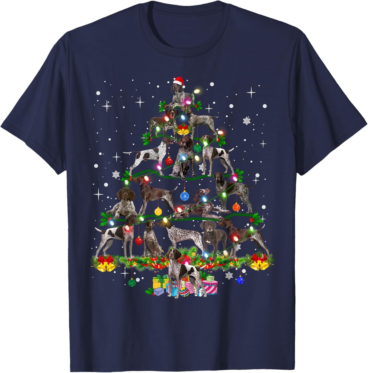 German Shorthaired Pointer Christmas Tree X-Mas Dog Dad Mom T-Shirt - T-Shirt | Navy