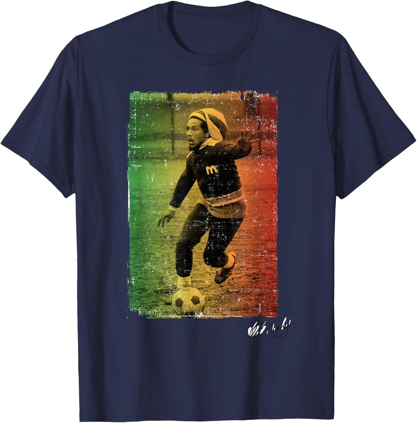 Bob Marley Rasta Football T-Shirt - T-Shirt | Navy