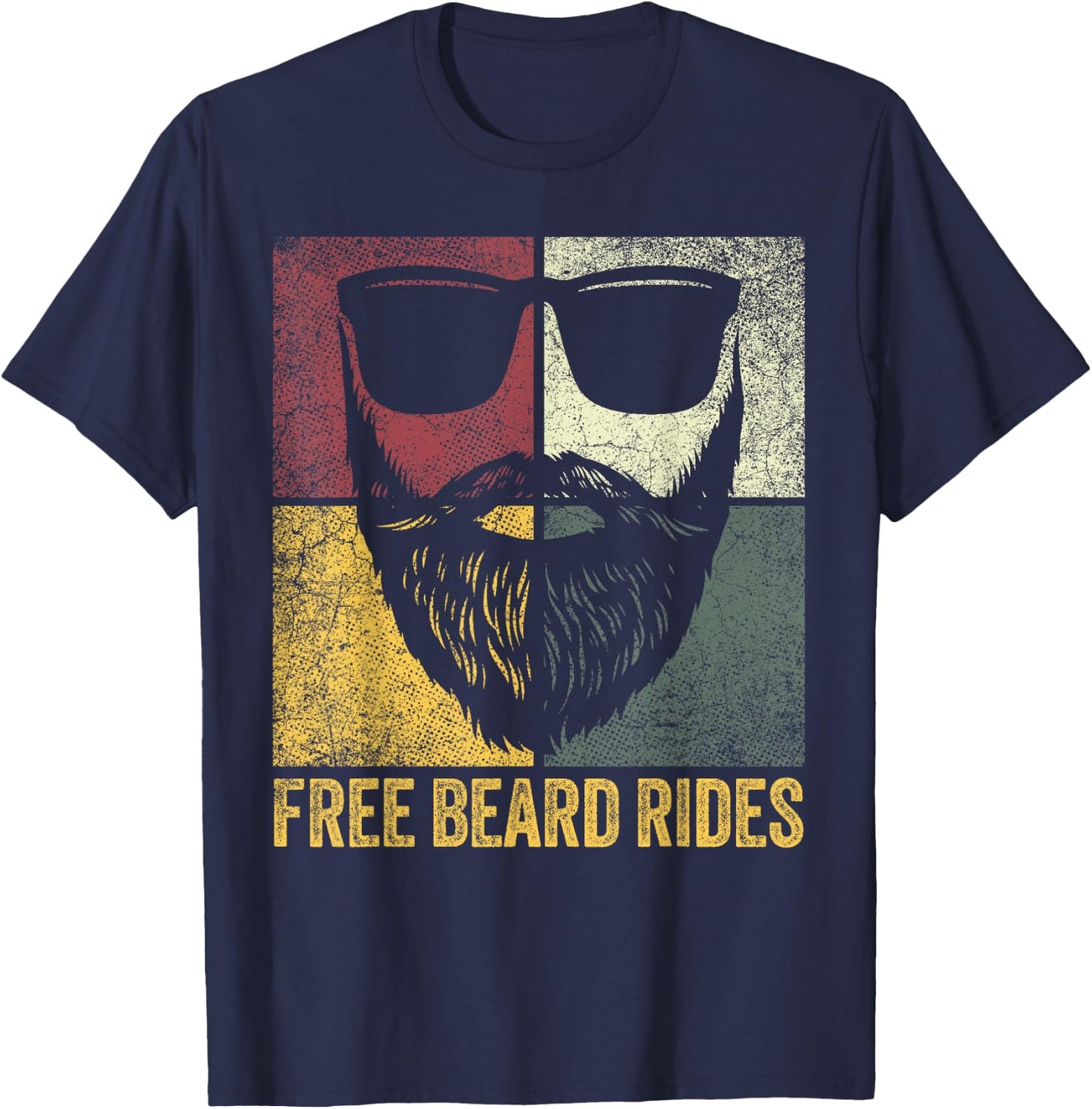 Father's Day Gift Free Beard Rides Husband Dad Bearded Funny T-Shirt - T-Shirt | Navy