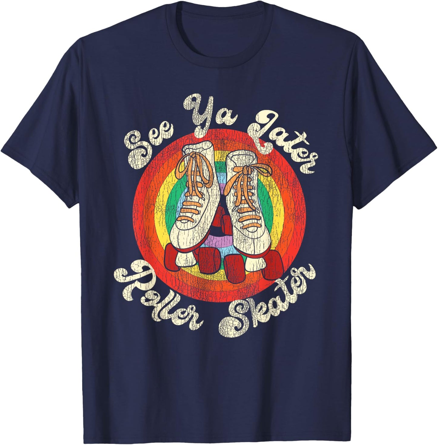 Cool Roller Skating Skate Girl 1970S Retro T-Shirt - T-Shirt | Navy
