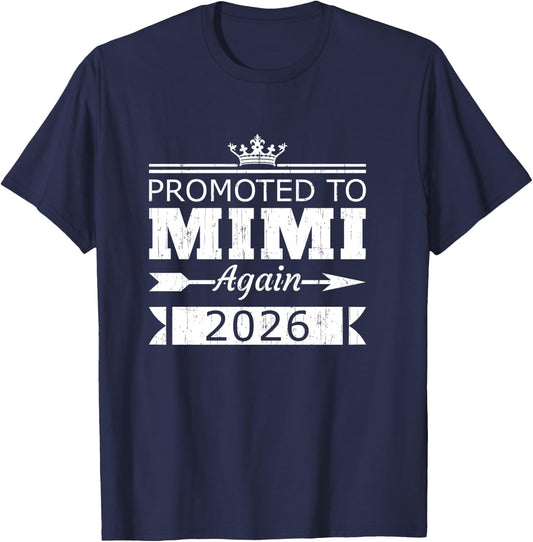 Promoted to Mimi Again 2026 Grandma Reveal Vintage T-Shirt - T-Shirt | Navy
