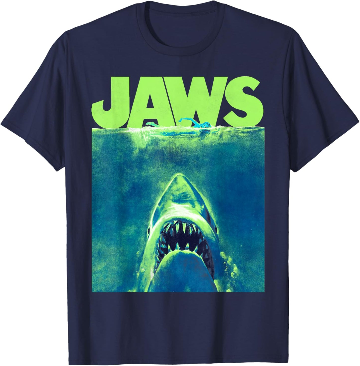 Jaws Surfacing Neon Poster Logo T-Shirt - T-Shirt | Navy