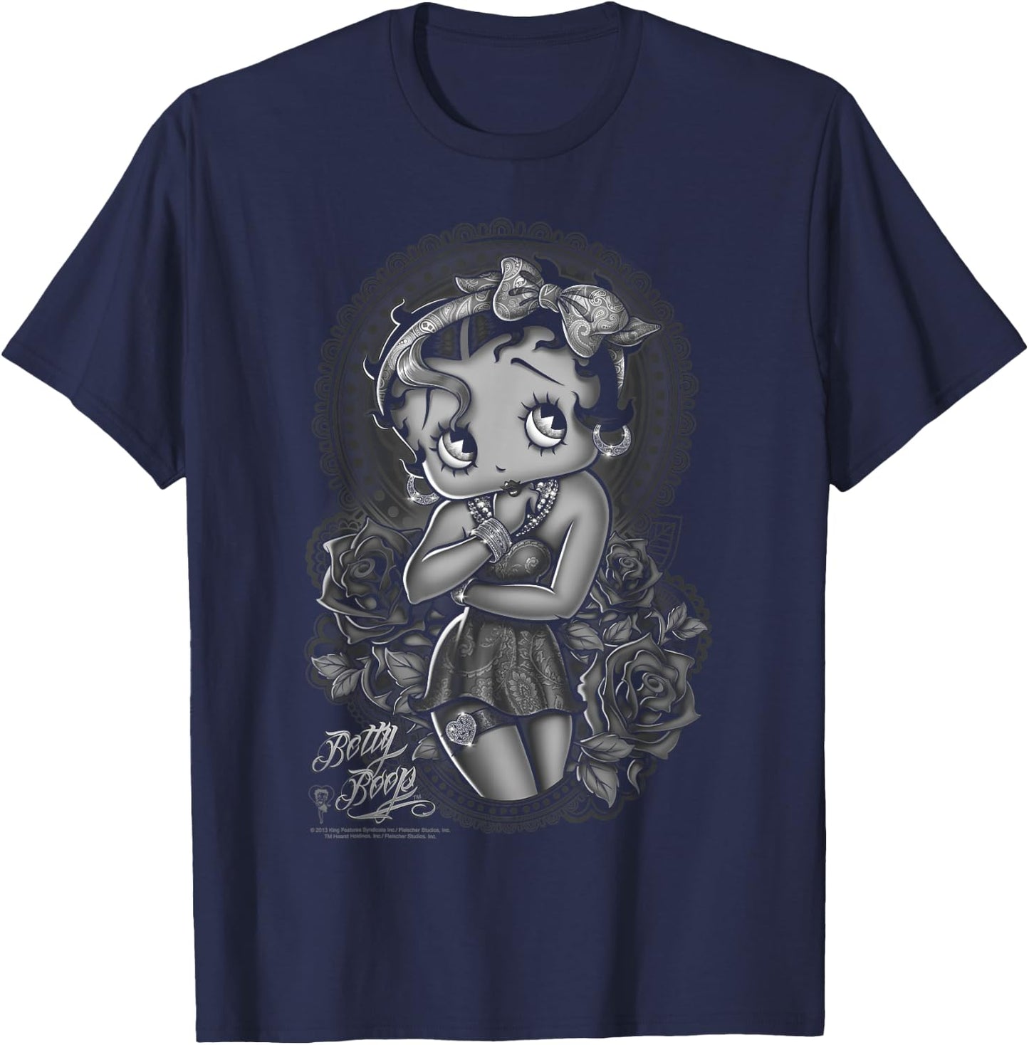 Betty Boop Fashion Roses T-Shirt - T-Shirt | Navy