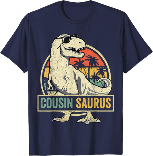 Cousinsaurus T Rex Dinosaur Cousin Saurus Boy Family T-Shirt - T-Shirt | Navy