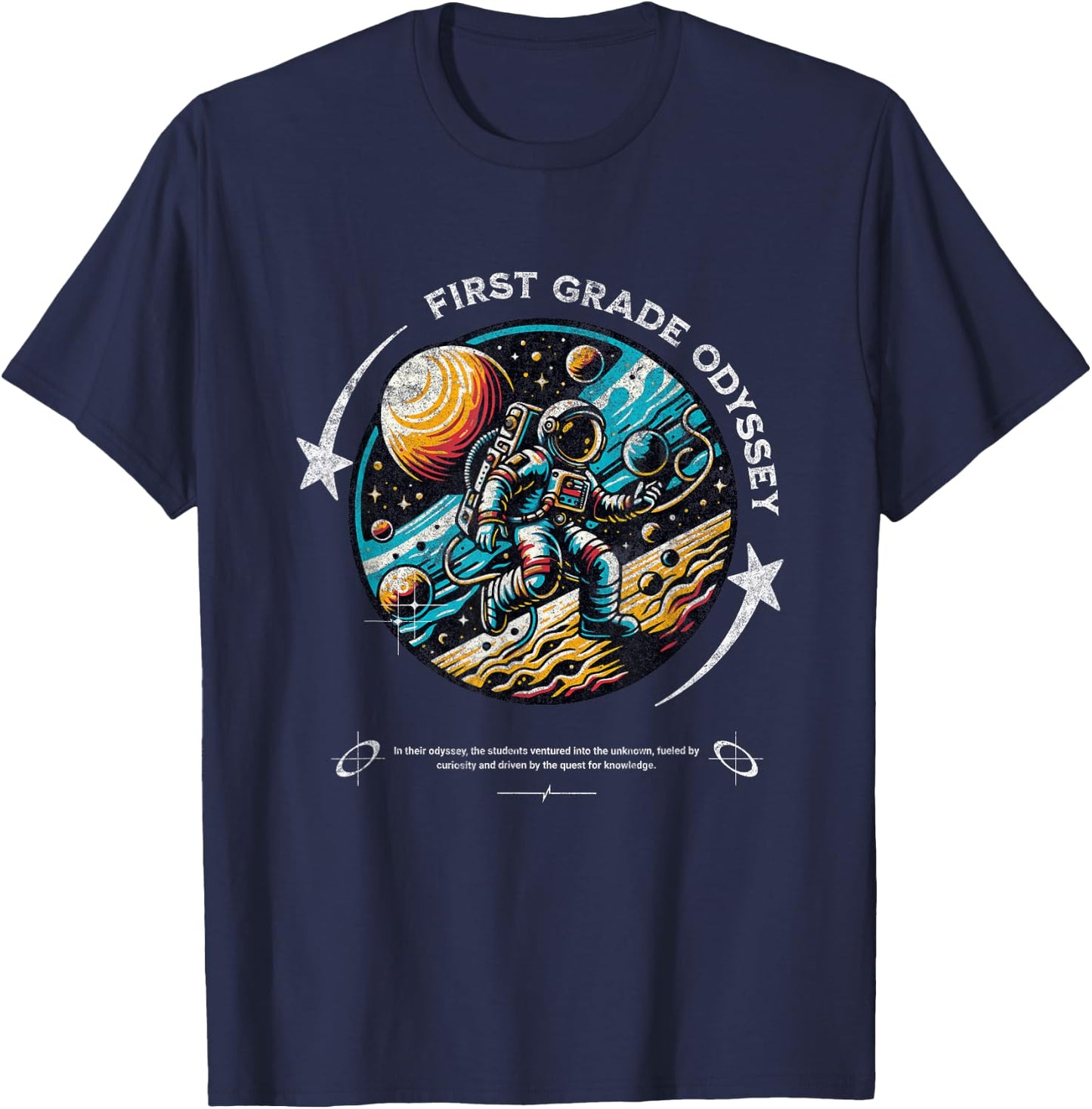 First Grade Back To School Space Rocket Astronaut T-Shirt - T-Shirt | Navy