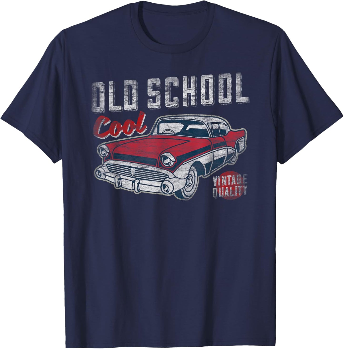 Old School Cool - 50s vintage Car Birthday Fathers Day T-Shirt - T-Shirt | Navy