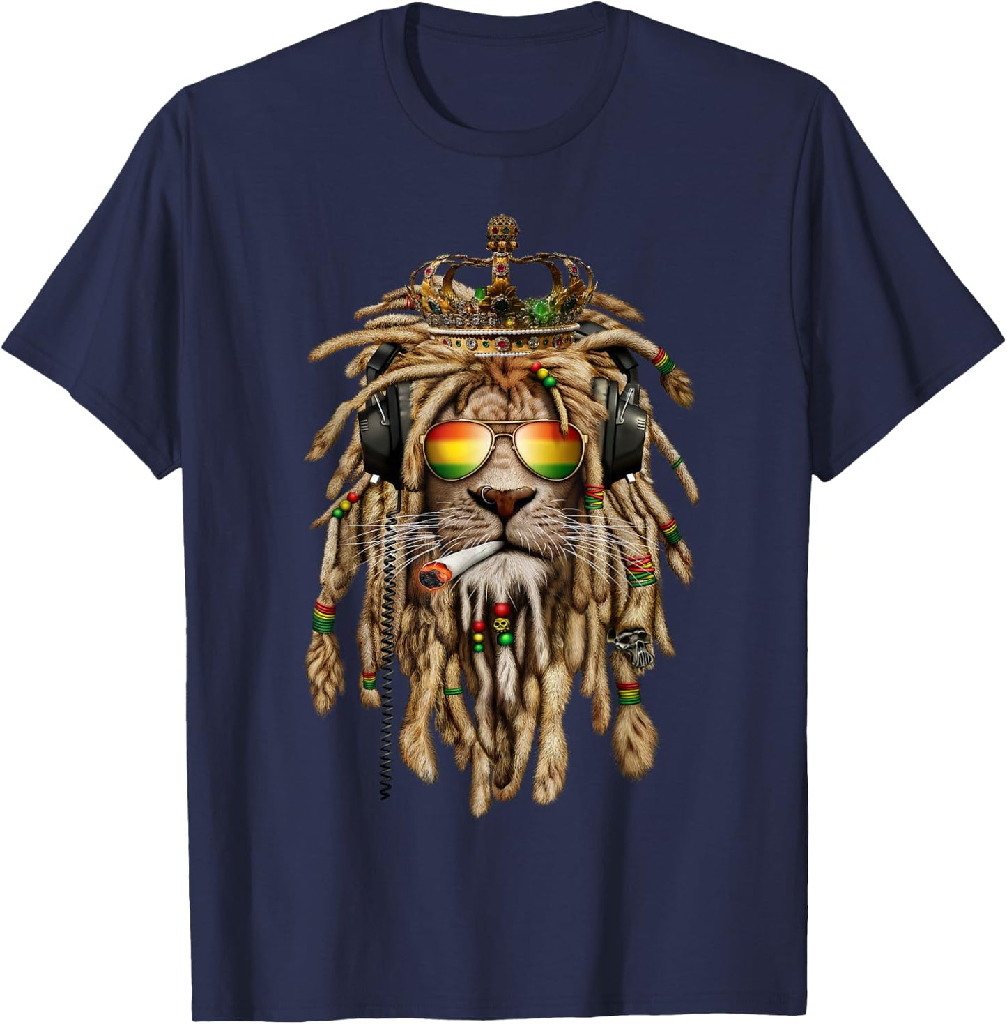 Rastafarian clothing and Reggae apparel with Reggae Lion T-Shirt - T-Shirt | Navy