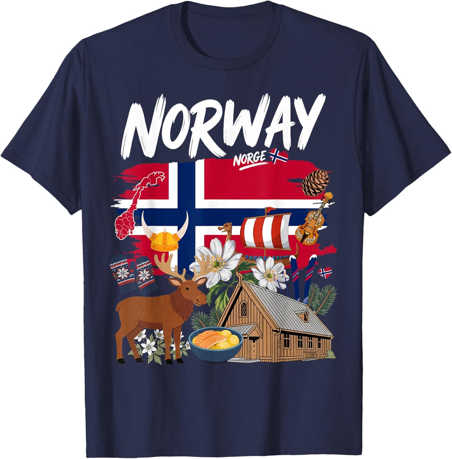 Norway Flag Costume Outfit Idea for Kids & Norwegian Themed T-Shirt - T-Shirt | Navy