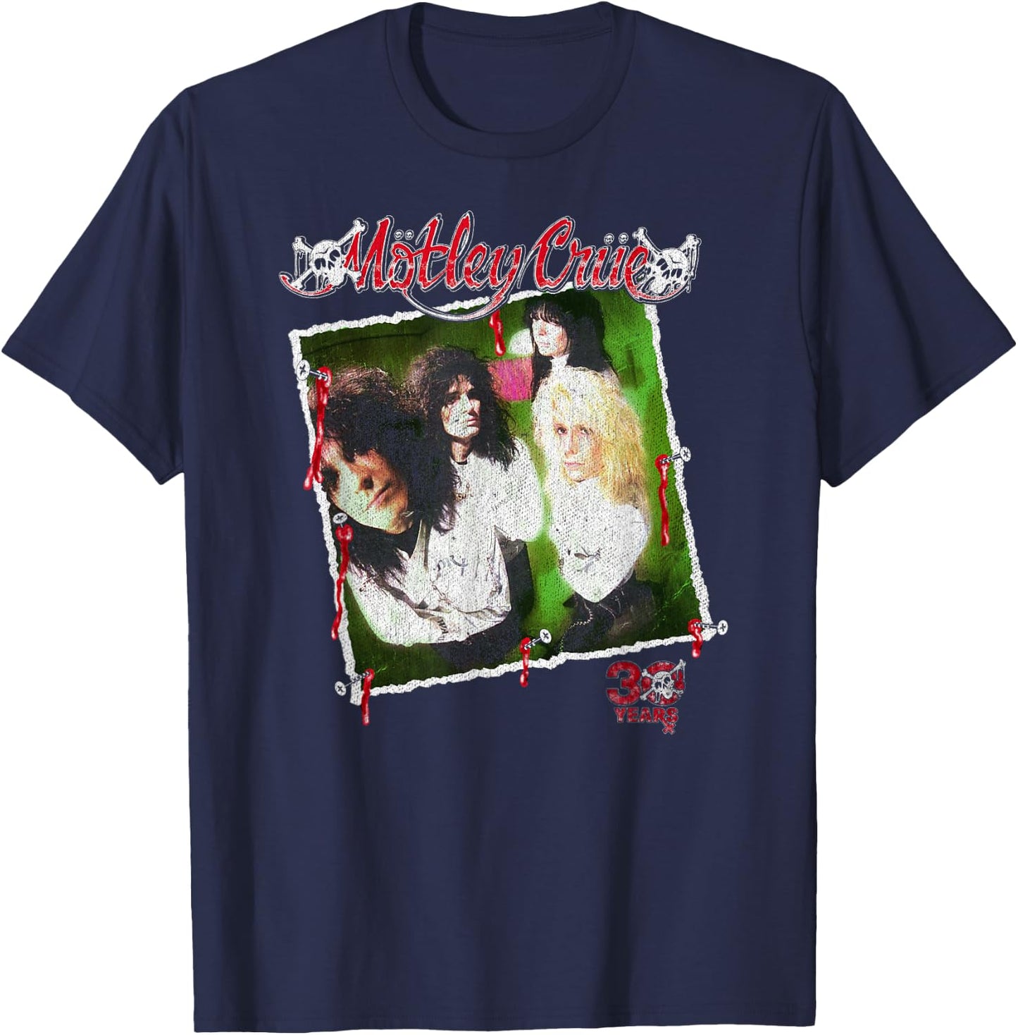 Mötley Crüe – Retro Vintage 30 Years Dr. Feelgood Photo T-Shirt - T-Shirt | Navy
