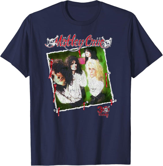 Mötley Crüe – Retro Vintage 30 Years Dr. Feelgood Photo T-Shirt - T-Shirt | Navy