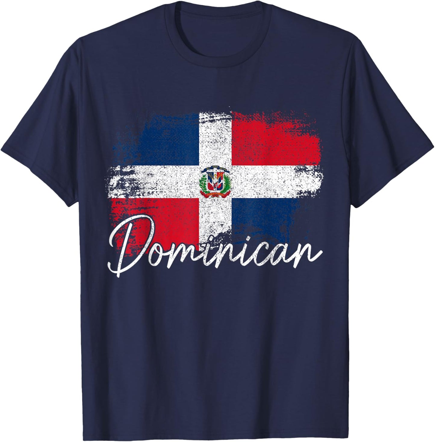 Dominican Republic Vintage Flag Dominican Pride Roots T-Shirt - T-Shirt | Navy