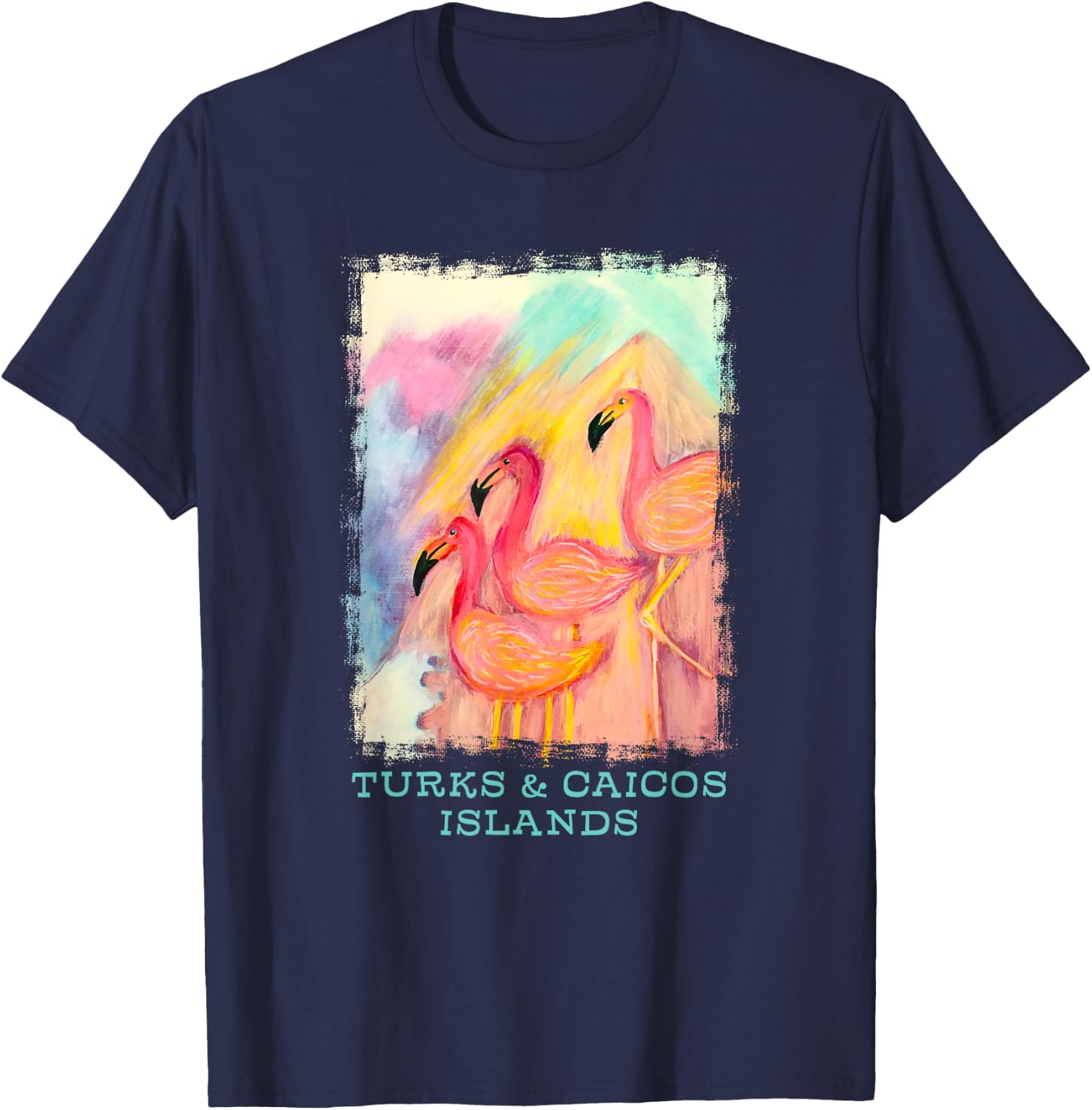 Turks and Caicos Islands Flamingo Birds Birders Souvenir T-Shirt - T-Shirt | Navy