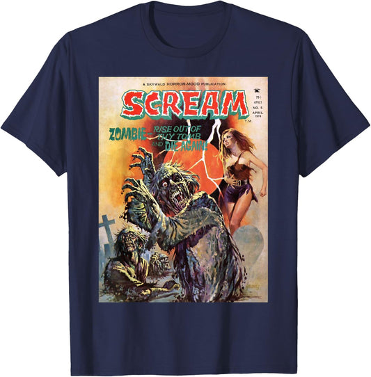 Zombie Halloween Horror Vintage Comic Book Retro Funny Scary T-Shirt - T-Shirt | Navy