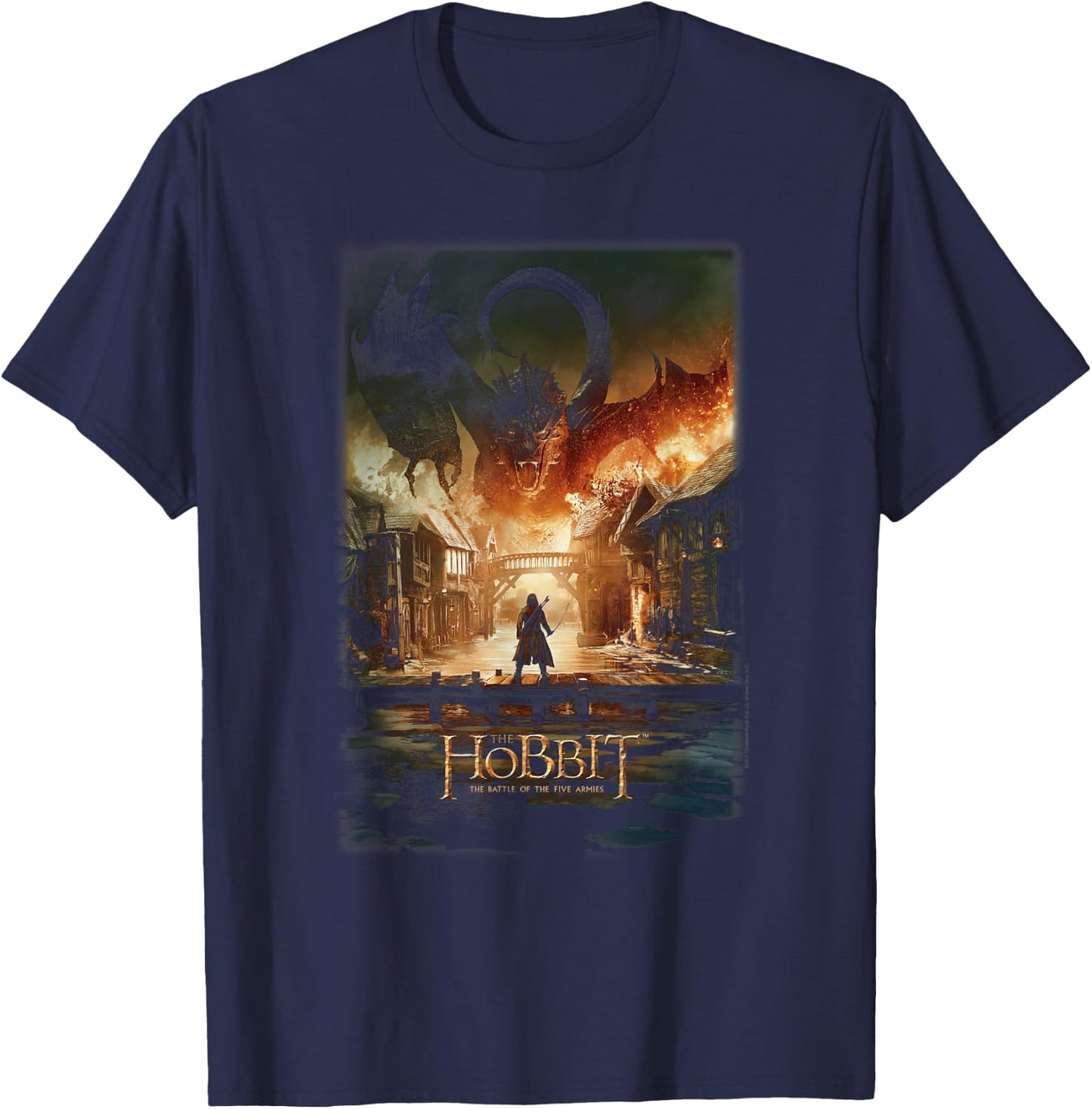 Hobbit Smaug Poster Black T-Shirt - T-Shirt | Navy