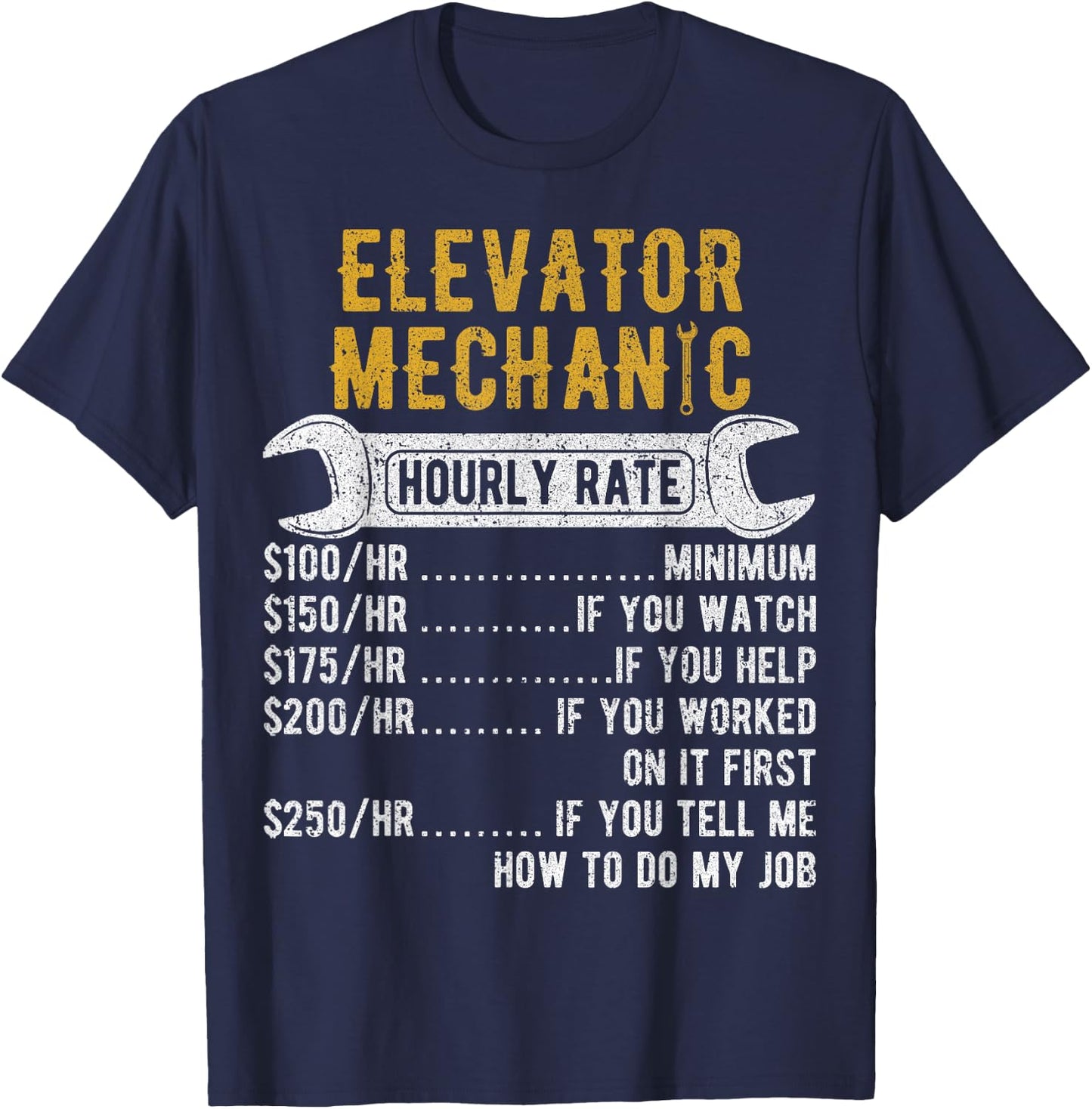 Elevator Mechanic Maintenance Rate Technician T-Shirt - T-Shirt | Navy