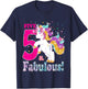 Kids I am 5 and Fabulous Unicorn Shirt for Girls (5th Birthday) T-Shirt - T-Shirt | Navy
