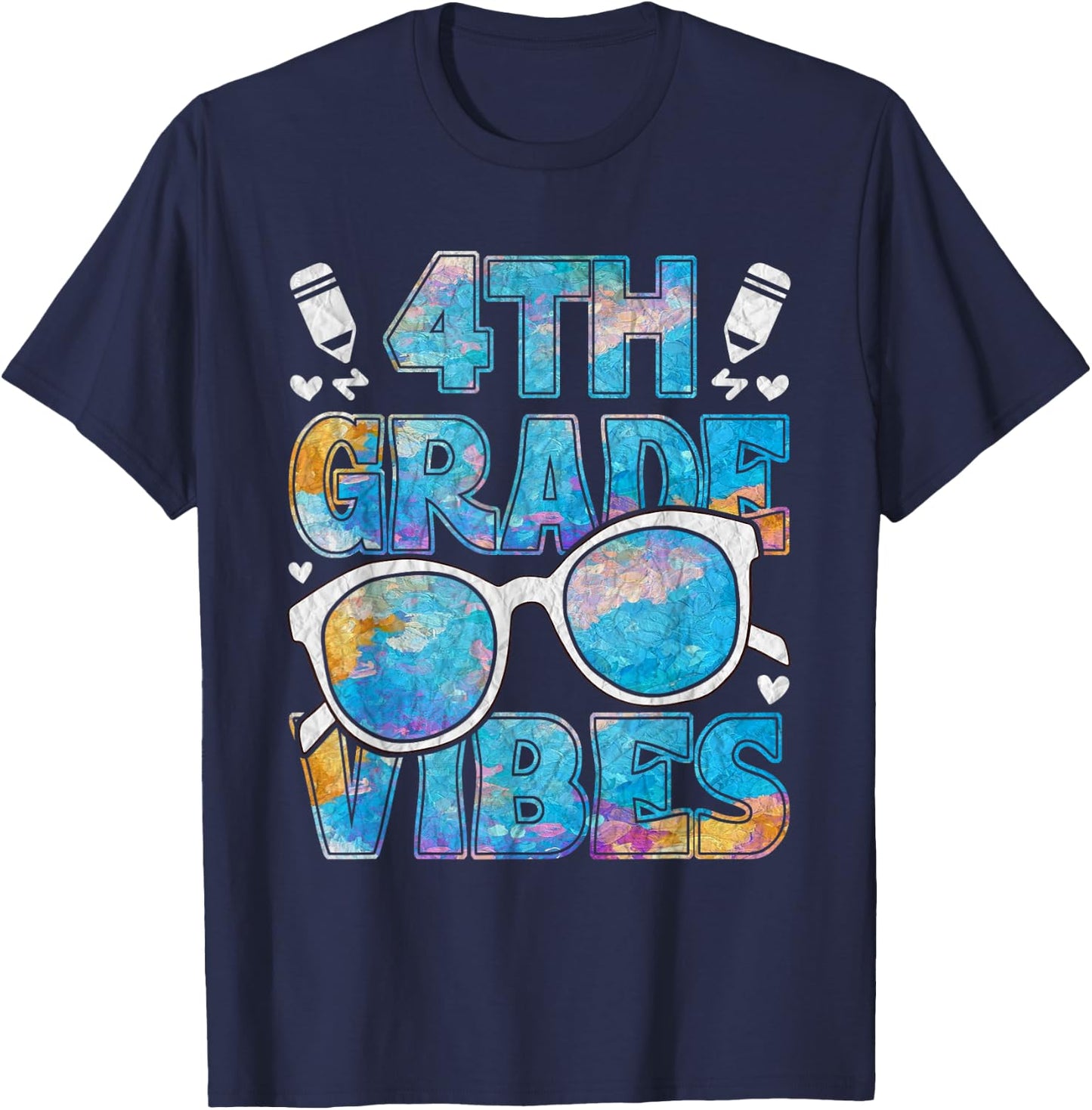 Back To School 4th Grade Vibes First Day Of School Teacher T-Shirt - T-Shirt | Navy
