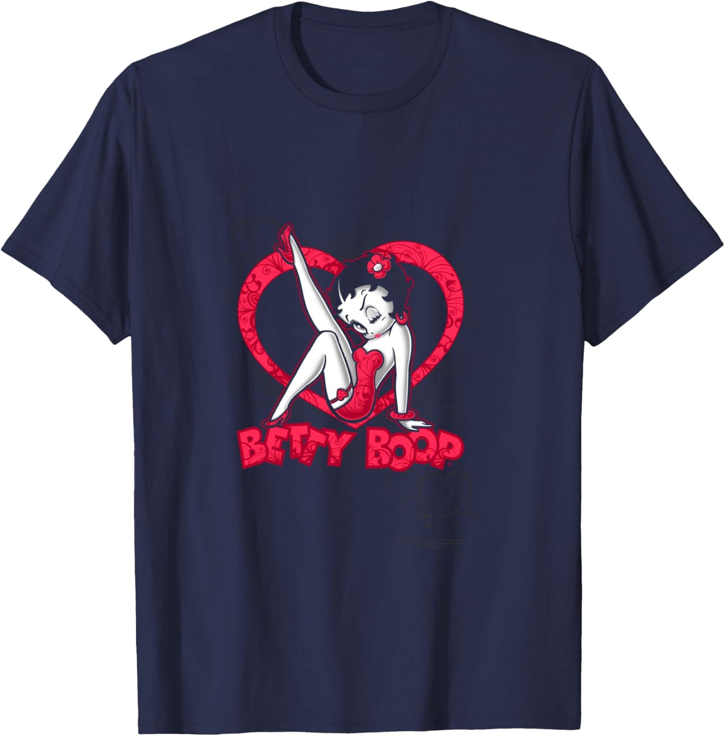Betty Boop Scrolling Hearts T-Shirt - T-Shirt | Navy