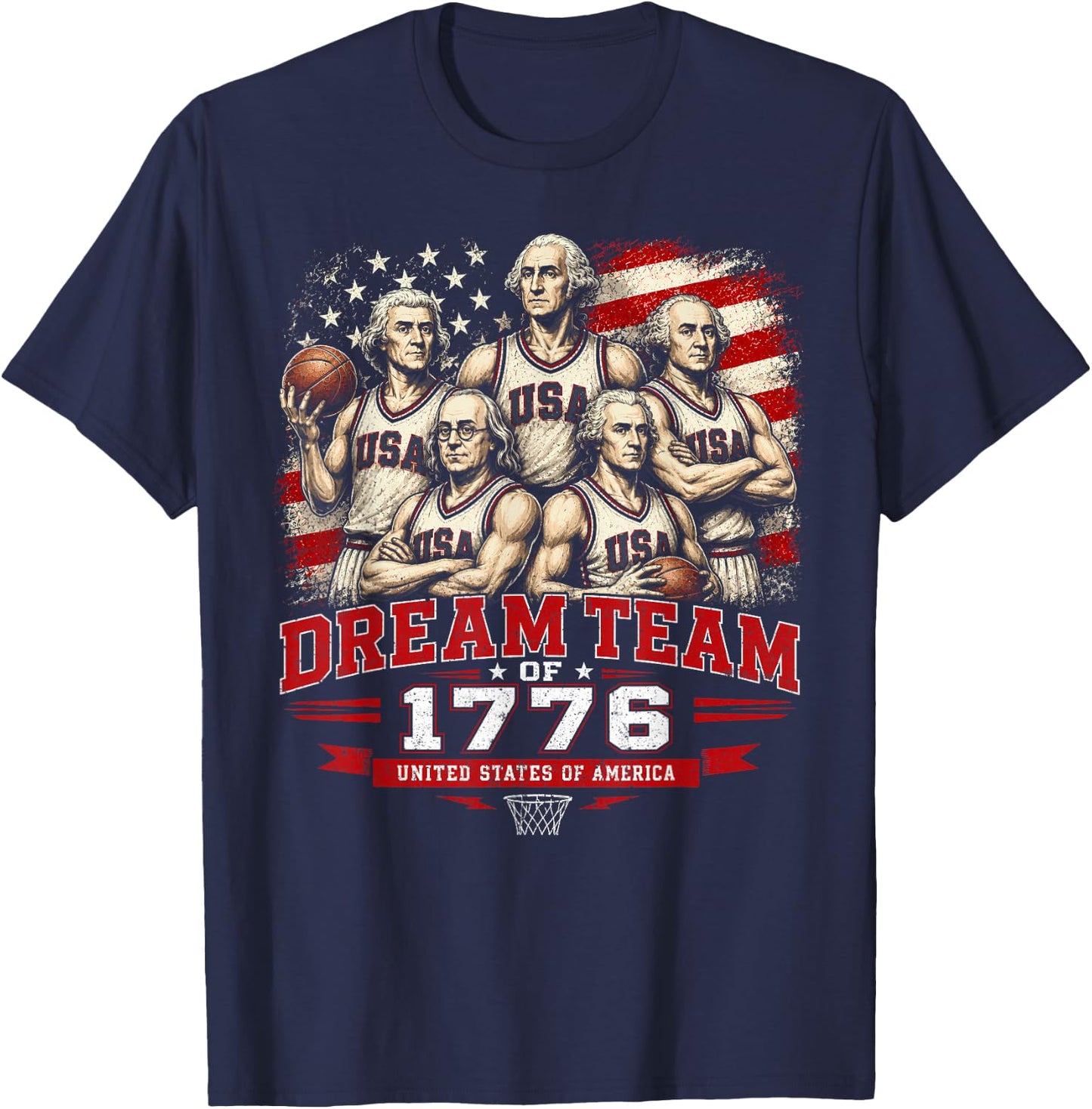 Dream Team 1776 Funny Founding Fathers America 4th of July T-Shirt - T-Shirt | Navy