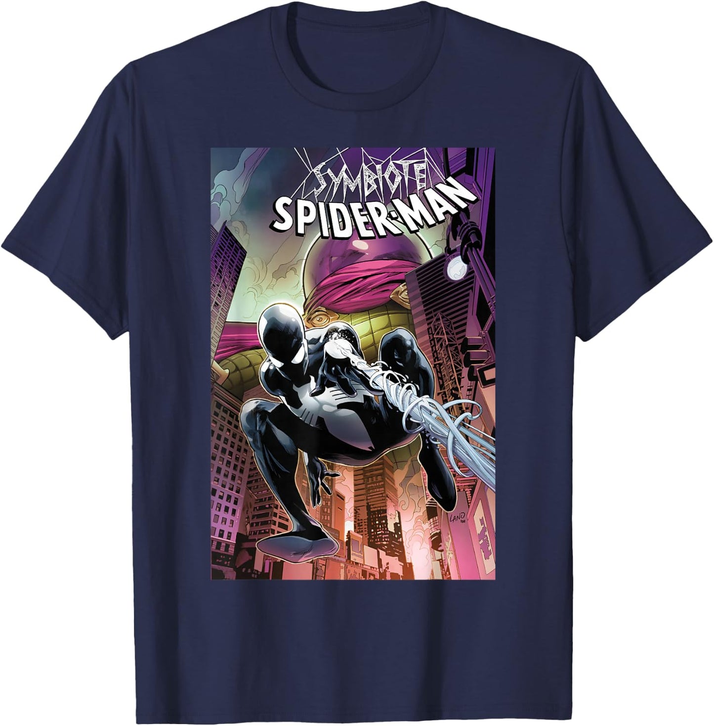 Marvel Symbiote Spider-Man Versus Mysterio Comic Book Cover Small T-Shirt - T-Shirt | Navy