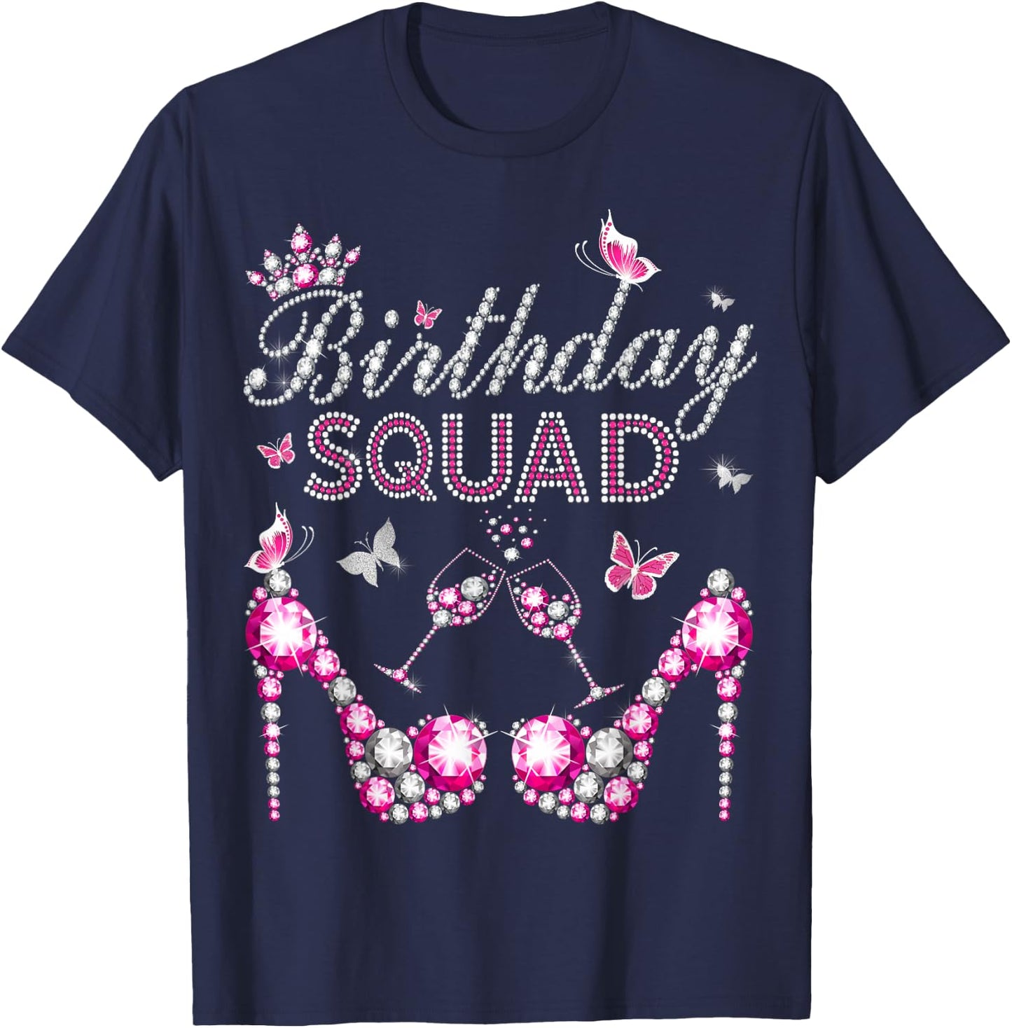 Entourage Birthday Squad Girls' Crown Heels (NO Stones) T-Shirt - T-Shirt | Navy