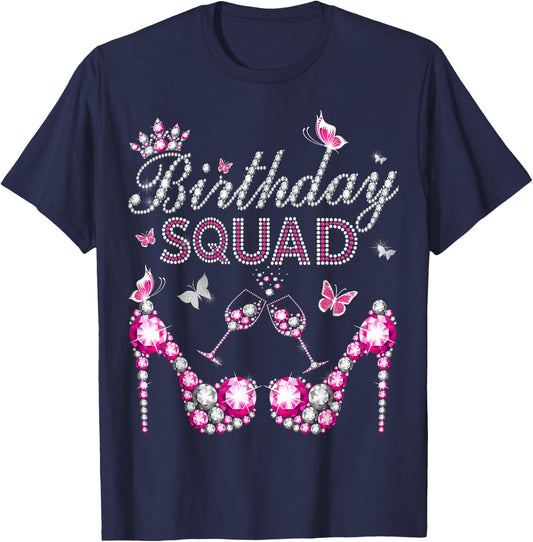 Entourage Birthday Squad Girls' Crown Heels (NO Stones) T-Shirt - T-Shirt | Navy