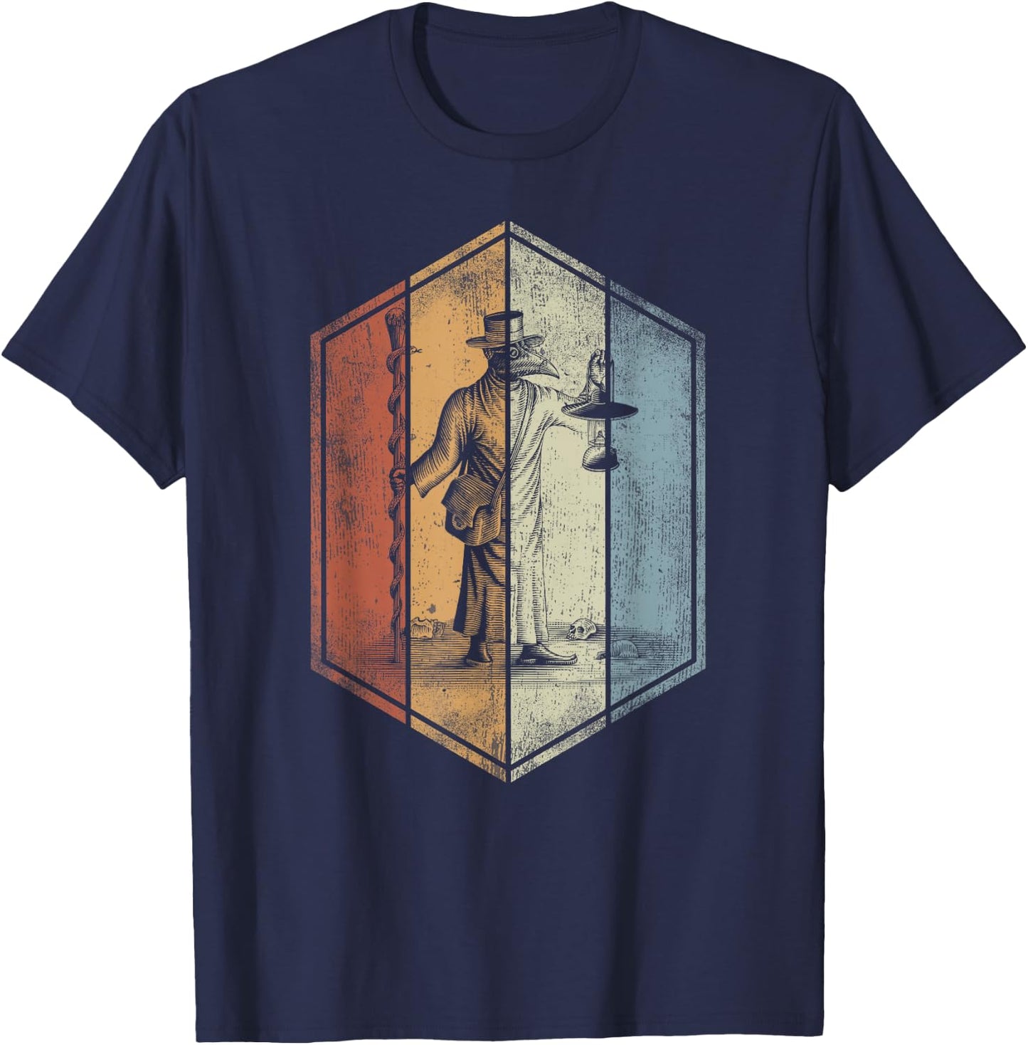 Plague Doctor Retro Vintage Style T-Shirt - T-Shirt | Navy