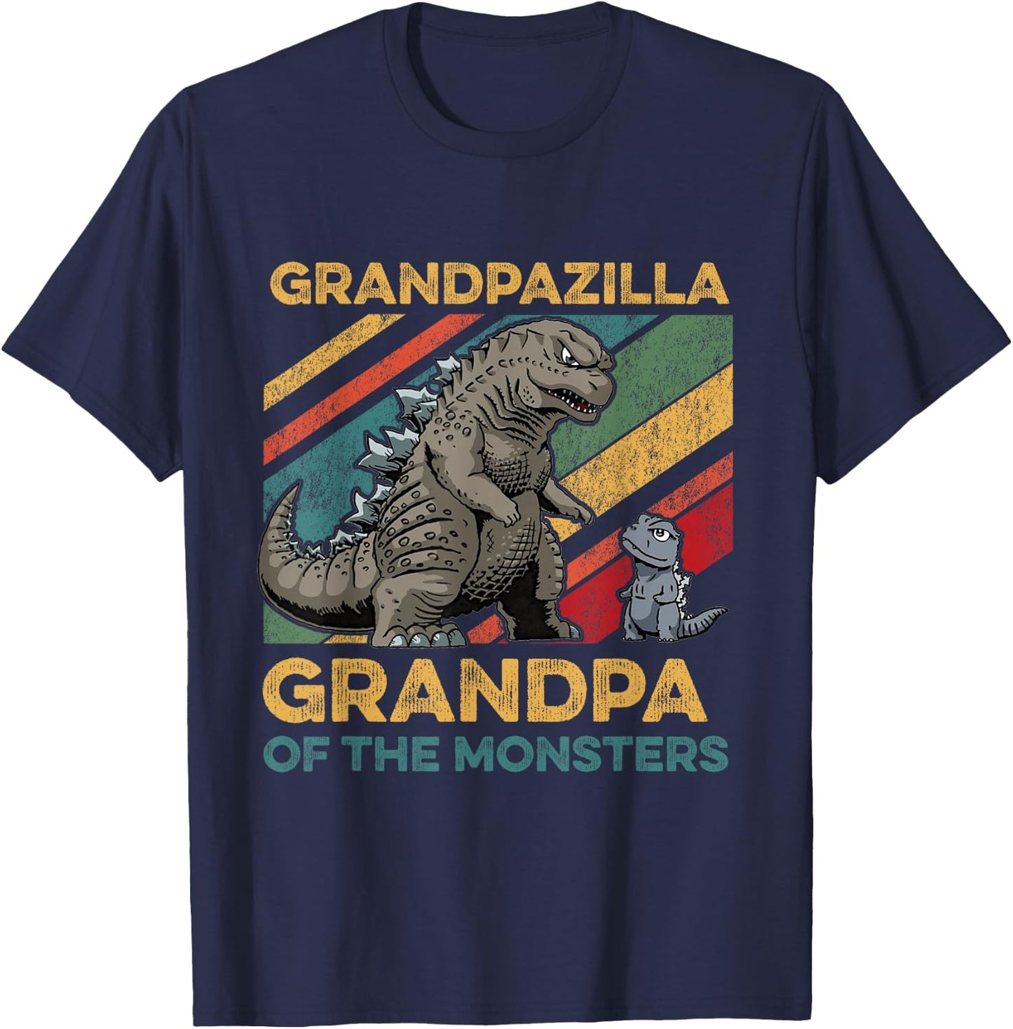 Grandpazilla Grandpa Of Monsters Halloween Christmas Family T-Shirt - T-Shirt | Navy