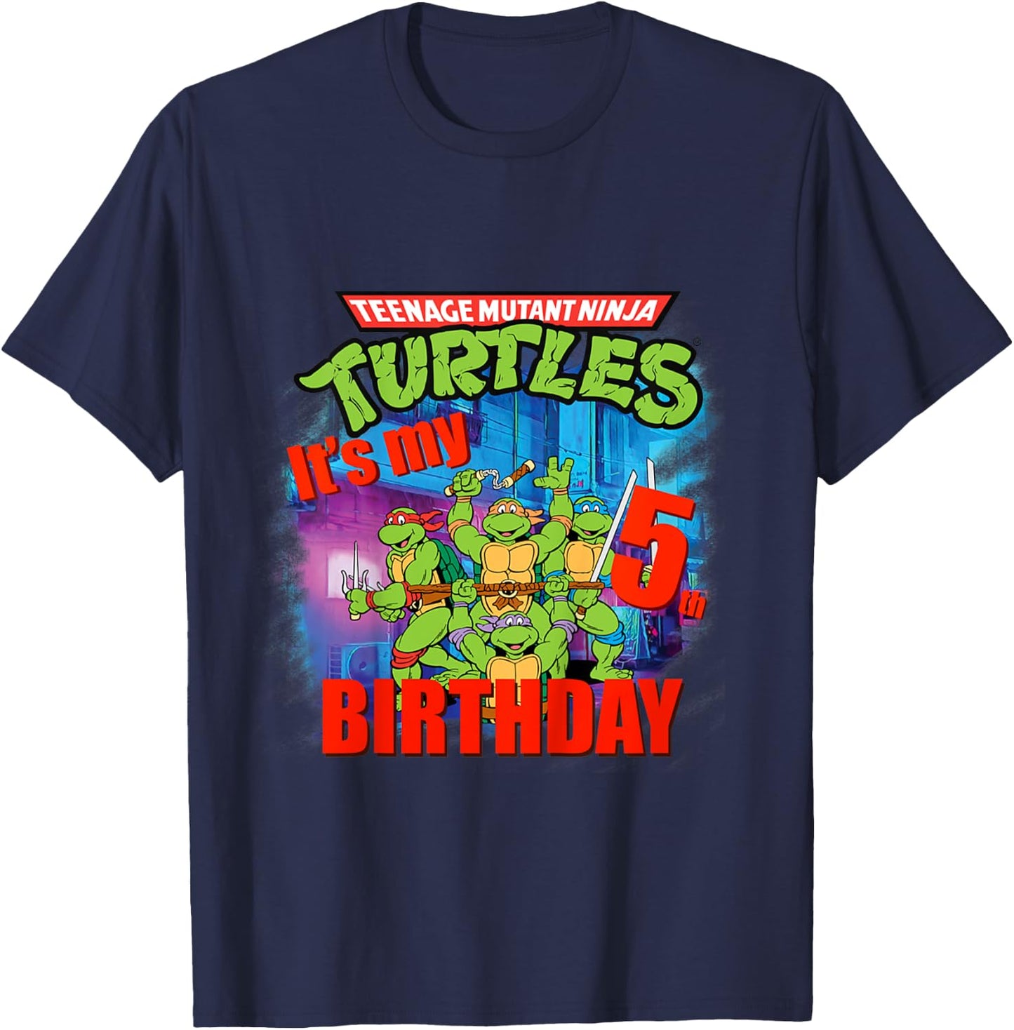 Mademark x Teenage Mutant Ninja Turtles - Original Teenage Mutant Ninja Turtles fifth Birthday 5 T-Shirt - T-Shirt | Navy