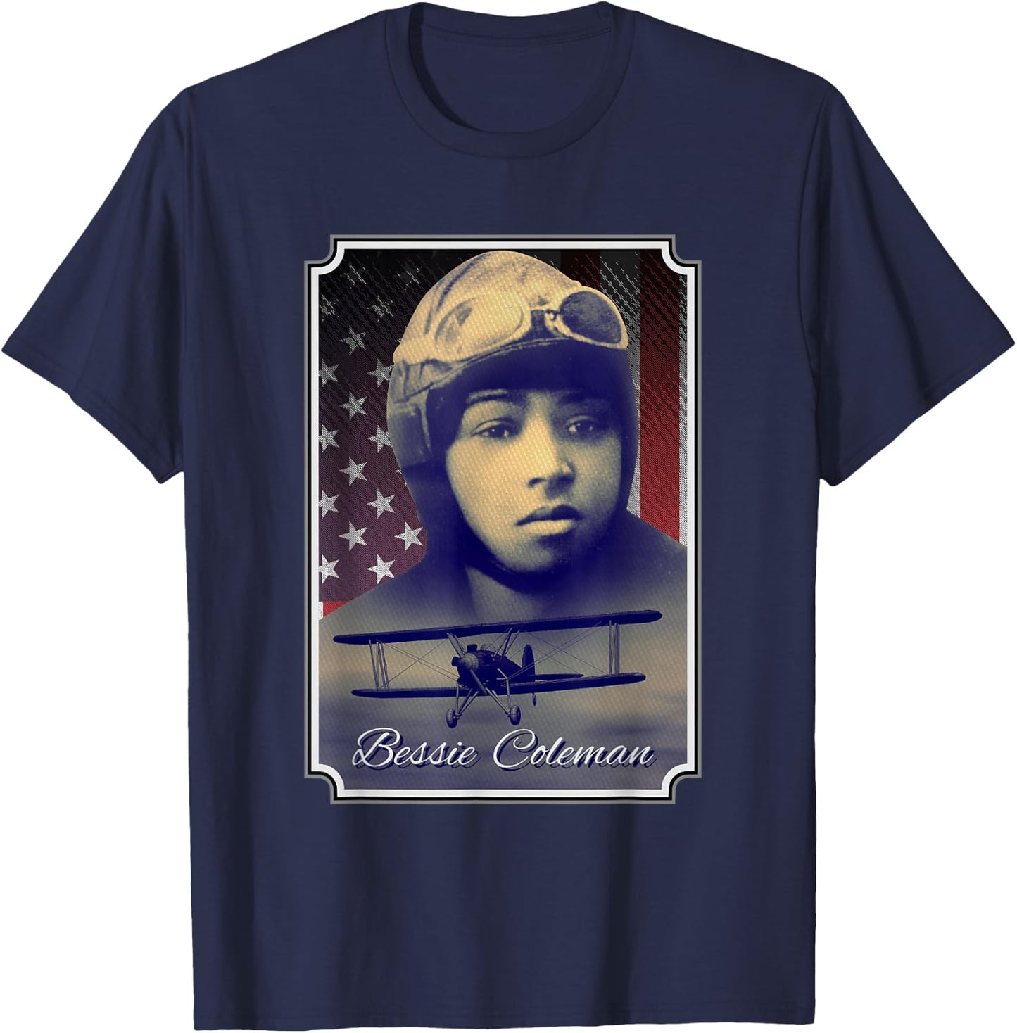 Bessie Coleman Aviation Pioneer Historic Black Pilot T-Shirt - T-Shirt | Navy