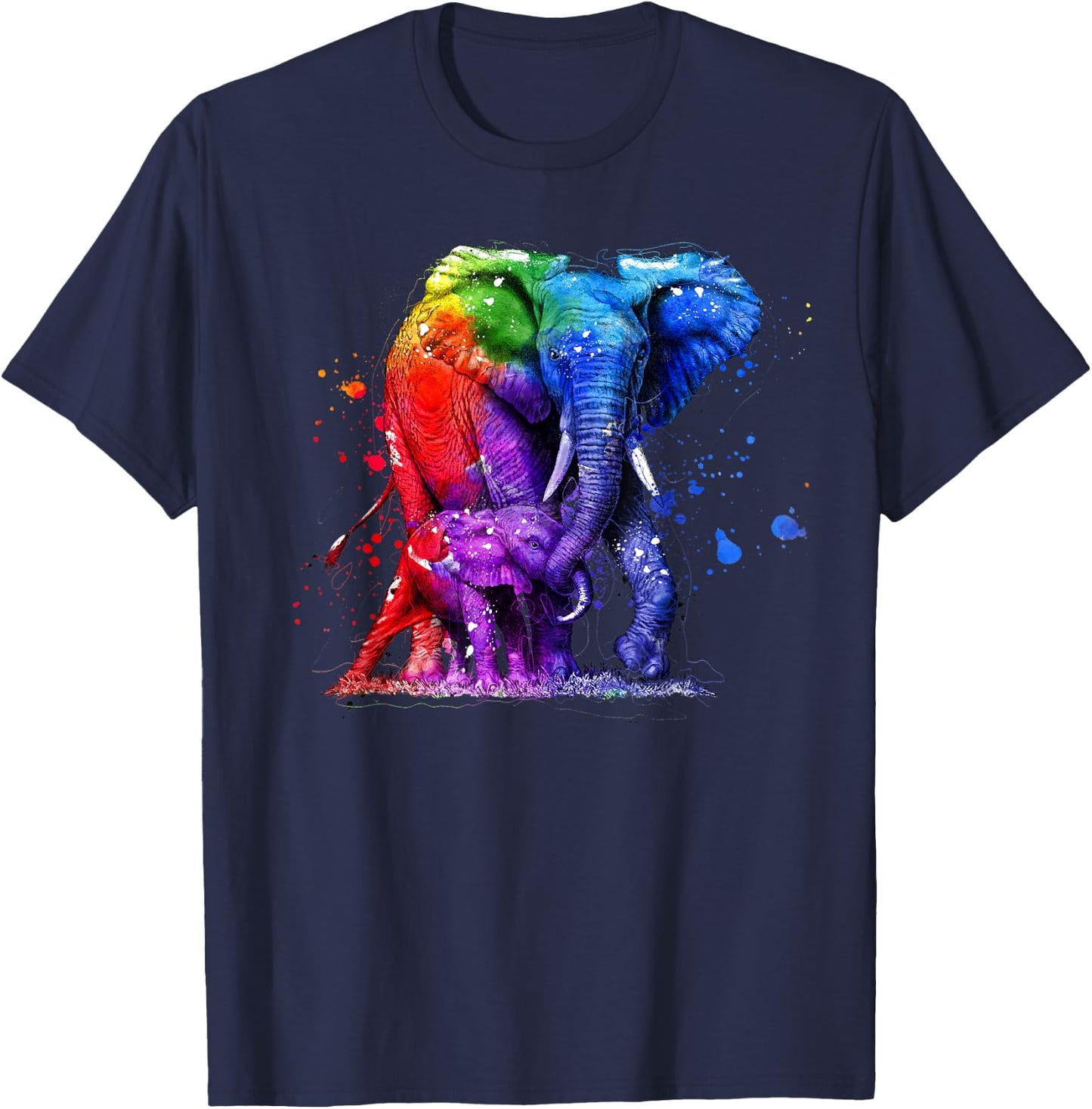 Baby Elephant Mom Elephant Cute White Elephant Love T-Shirt - T-Shirt | Navy