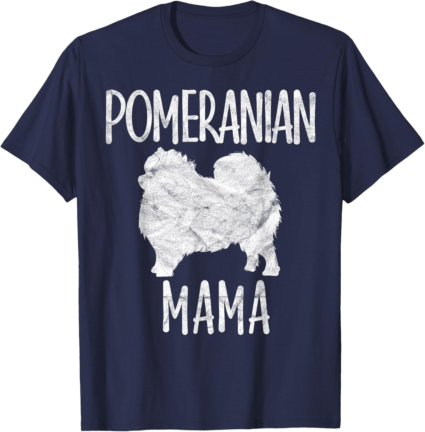 Vintage Pomeranian Mom Gift Mama Pompom Pet Dog Owner Mother T-Shirt - T-Shirt | Navy